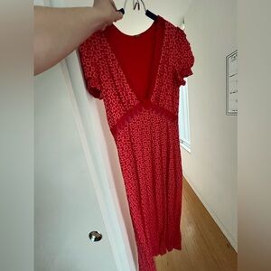 Free people never worn red dress deep B neck. Feminine
